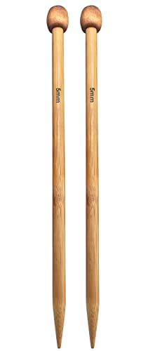Weabetfu Bamboo Knitting Needle Straight Single Pointed 13.8-inch Length Knitting Needles for Handmade DIY Knitting,US Size 8(5mm) - size: 5mm(US 8)