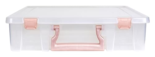ArtBin Essentials 12 x 12 One-Compartment Craft Box, Clear | One Open Compartment, 15.25 x 14 x 3.5 Inches, Secure Latches, Stackable, Durable Polypropylene - color: Rose Gold, size: 1 Pack