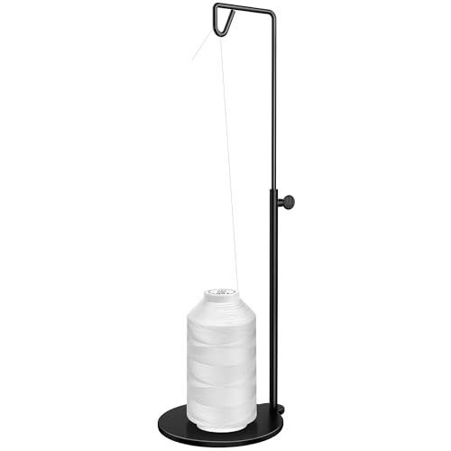 11.22"-18.31" Adjustable Cone Thread Holder for Sewing Machine, Matte Black | Heavy Metal Base, For Large Cones, Embroidery Serger or Quilting