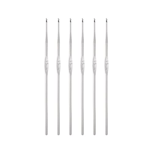 uxcell Stainless Steel Crochet Hook 1mm US Size 12 Knitting Needles for DIY Craft Yarn 6Pcs - size: 1mm