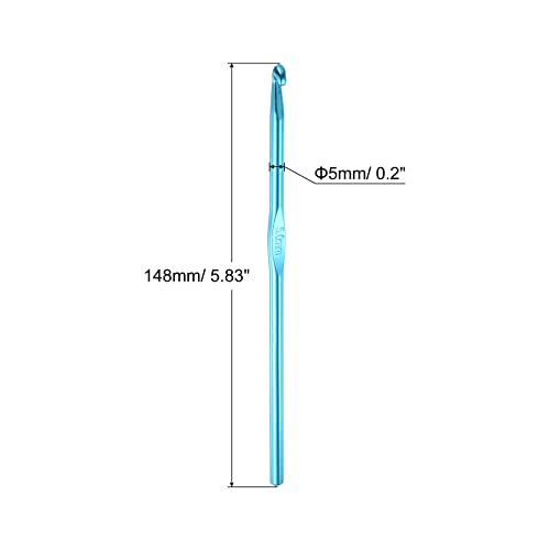 uxcell Aluminum Crochet Hook 5mm US Size H (Size 8) Knitting Needles for DIY Craft Yarn Blue 6Pcs - color: Blue, size: 5mm