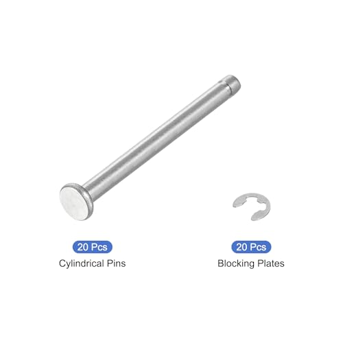 uxcell 20Set M3x35mm 304 Stainless Steel Cylindrical Shaft Snap Ring Locating Pin, Flat Head Grooved Hinge Cylinder Position Pin with E Clip Retaining Ring, Silver - size: M3x35mm