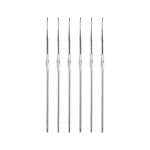 uxcell Stainless Steel Crochet Hook 0.85mm US Size 13 Knitting Needles for DIY Craft Yarn 6Pcs - size: 0.85mm