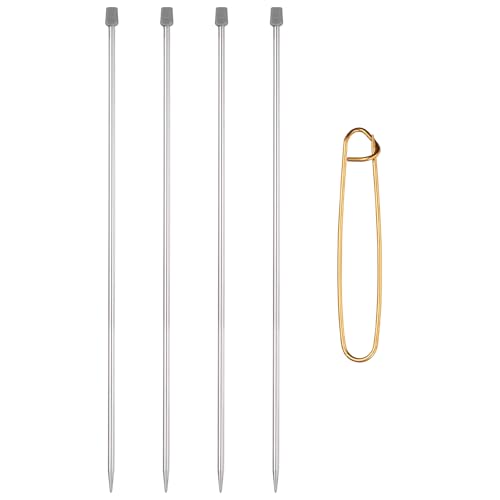 MECCANIXITY 4Pcs 7(4.5mm) Single Pointed Knitting Needles Set, 13.8" Length Stainless Steel Crochet Needle with Versatile Stitch Holder for Beginner, Crocheter DIY Making, Silver - size: 7(4.5mm) 13.8" Length