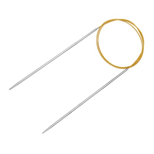 uxcell Size US 2 (2.75mm) Knitting Needles Circular Needle 31 Inch(80cm) Round Metal Stainless Steel Needle for Handmade Projects DIY Knitting Yellow - color: Yellow, size: 31 inch Size US 2 (2.75mm)