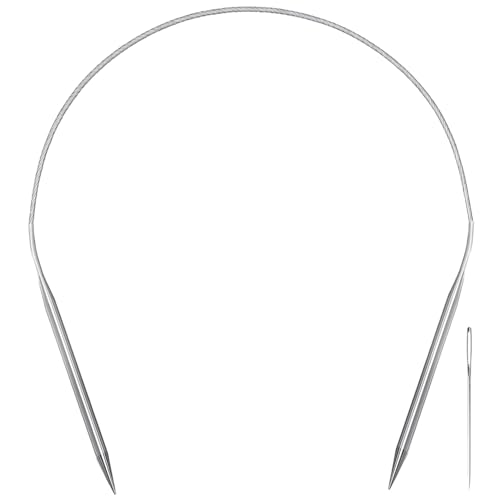 Aolfior Stainless Steel Circular Knitting Needles Size 6 16 Inch 4 mm Set Round Metal (Silver, 16 inch-6-(4mm)) Suitable for Beginners and Experienced Knitters Alike. - size: 16 inch-6-(4mm)