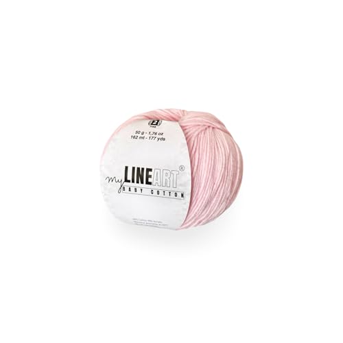 Baby Cotton Yarn, 55% Cotton 45% Acrylic, Fine (2) for Crochet and Knitting 1.76 Oz (50g) / 177 Yrds (162m), Soft Yarn, Amigurumi Yarn - color: Baby Pink, size: 1 Skein