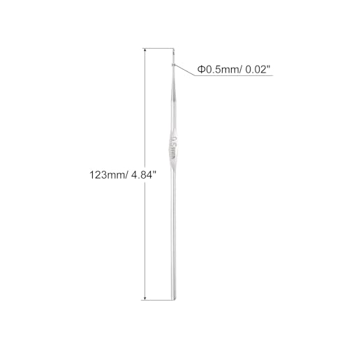 uxcell Stainless Steel Crochet Hook 0.5mm Knitting Needles for DIY Craft Yarn 6Pcs - size: 0.5mm