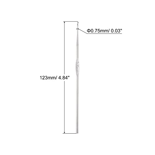 uxcell Stainless Steel Crochet Hook 0.75mm US Size 14 Knitting Needles for DIY Craft Yarn 6Pcs - size: 0.75mm