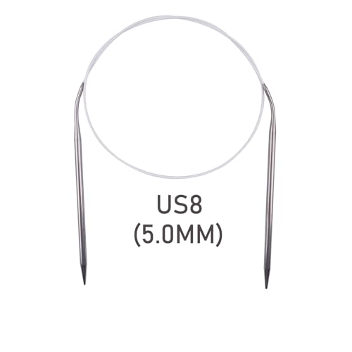 Circular Knitting Needles 32inches/80cm,Size US 8.0(5mm) Stainless Steel Round Knitting Needles for Handmade Knitting DIY - size: US8/5mm