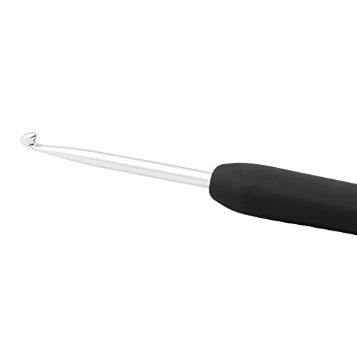 KnitPro Steel Single-Ended Crochet Hook with Black Soft Handle | 0.75 mm - size: 0.75 mm