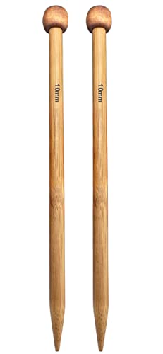 Weabetfu Large Size Bamboo Knitting Needle Straight Single Pointed Thick Knit Needles 13.8-inch Length Jumbo Knitting Needles for Huge Chunky Yarn Handmade DIY Knitting,US Size 15(10mm) - size: 10mm(M)