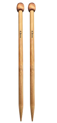 Weabetfu Bamboo Knitting Needle Straight Single Pointed 13.8-inch Length Knitting Needles for Handmade DIY Knitting,US Size 7(4.5mm) - size: 4.5mm(US 7)