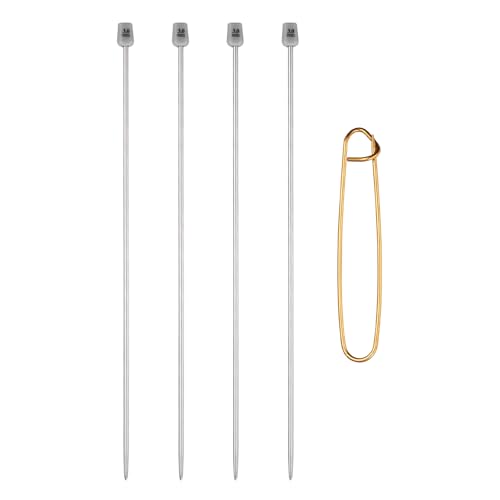 MECCANIXITY 4Pcs D(3mm) Single Pointed Knitting Needles Set, 9.8" Length Stainless Steel Crochet Needle with Versatile Stitch Holder for Beginner, Crocheter DIY Making, Silver - size: D(3mm) 9.8" Length