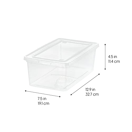 IRIS USA 6-Pack 6 Qt Storage Bins with Lids, Clear, Stackable | Ideal for shoes, crafts, office supplies and pantry items, nestable design, transparent design makes contents easy to find - size: 6 Qt - 6 Pack