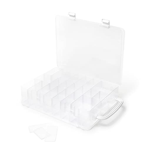 Dritz Double-Sided Thread Storage Box, 48 Compartments, Clear | Organize up to 48 thread spools with a double-sided, customizable storage box for easy access