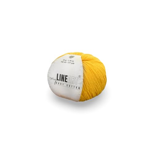 Baby Cotton Yarn, 55% Cotton 45% Acrylic, Fine (2) for Crochet and Knitting 1.76 Oz (50g) / 177 Yrds (162m), Soft Yarn, Amigurumi Yarn - color: Dark Yellow, size: 1 Skein
