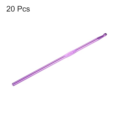 uxcell 20Pcs Aluminum Crochet Hook 4.5mm US Size 7 Knitting Needles for DIY Craft Yarn Purple - color: Purple, size: 4.5mm