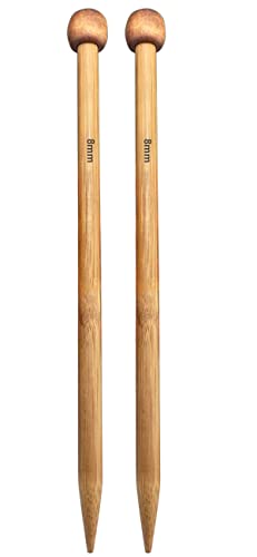 Weabetfu Bamboo Knitting Needle Straight Single Pointed 13.8-inch Length Knitting Needles for Handmade DIY Knitting,US Size 11(8mm) - size: 8mm(US 11)