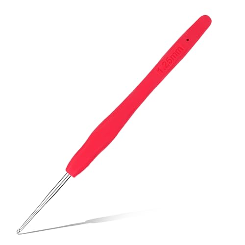 QMNNMA 1.25 mm Crochet Hook, Ergonomic Crochet Hooks, Crochet Needles | Ergonomic Crochet Hooks for Arthritic Hands, Crochet Needles for Yarn, Extra Long Knitting Needles for Beginners - size: 1.25mm