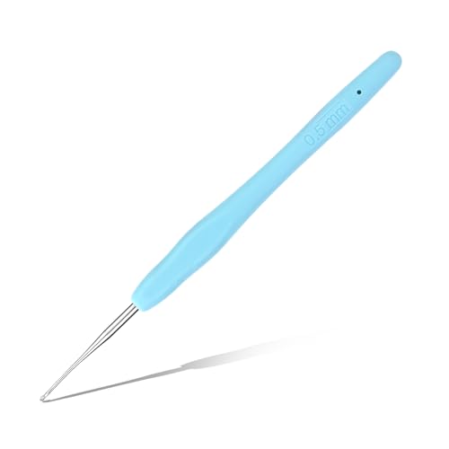 0.5 mm Crochet Hook, Ergonomic Handle for Arthritic Hands, Extra Long Knitting Needles for Beginners and Crocheting Yarn (0.5 mm) - size: 0.5mm