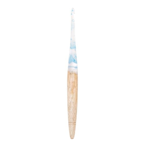 Ommi Ergonomic Handle Crochet Hooks | Handcrafted 6.7’’ Mango Wood Crochet Hook | Knitting Needle, Craft Yarn Weave | Best Gift! (Blue & Wood, 7 mm) - color: Blue & Wood, 7 mm