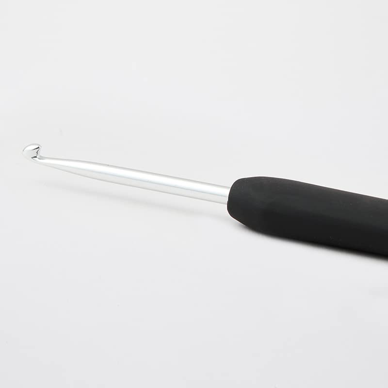 KnitPro Steel Single-Ended Crochet Hook with Black Soft Handle | 0.75 mm - size: 0.75 mm