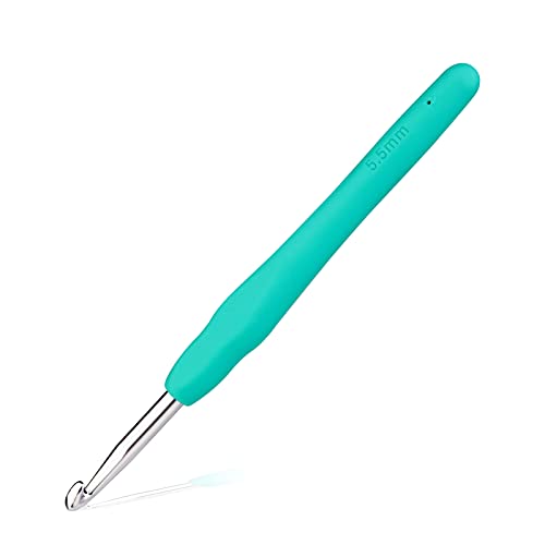 QMNNMA 5.5 mm Crochet Hook, Ergonomic Crochet Hooks for Arthritic Hands | Crochet Needles for Yarn, Knitting Needles for Beginners, Left-handed People Crocheting Yarn, Good for Making Blankets - size: 5.5mm