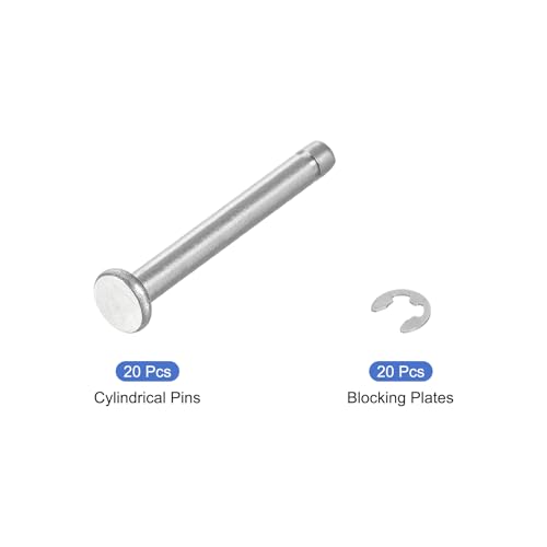 uxcell 20Set M3x25mm 304 Stainless Steel Cylindrical Shaft Snap Ring Locating Pin, Flat Head Grooved Hinge Cylinder Position Pin with E Clip Retaining Ring, Silver - size: M3x25mm
