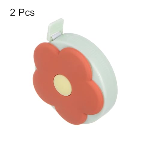 HARFINGTON 2pcs Soft Tape Measure 60-Inch 1.5 Meter Retractable Mini Cartoon Measuring Tape Cute Tape Ruler for Sewing Craft Cloth Body Measurements, Orange Flower - color: Orange Flower