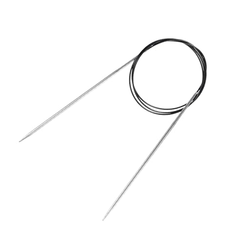 uxcell US 3(3.25mm) Knitting Circular Needle 40 Inch(100cm) Metal Round Stainless Steel Needle with Large Eye Sewing & Stitch Markers for Handmade Projects DIY Knit Blankets - size: US3(3.25mm)