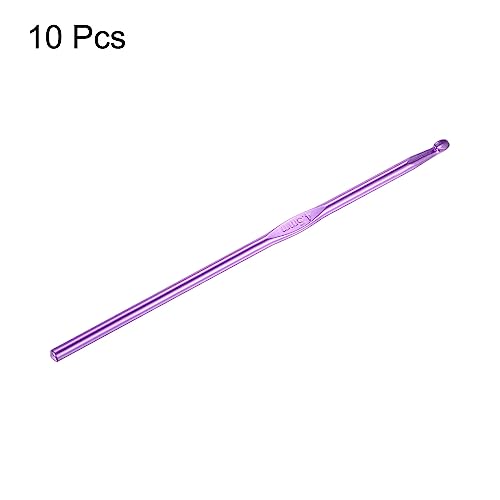 uxcell Aluminum Crochet Hook 4.5mm US Size 7 Purple 10Pcs | Knitting Needles for DIY Craft Yarn - color: Purple, size: 4.5mm