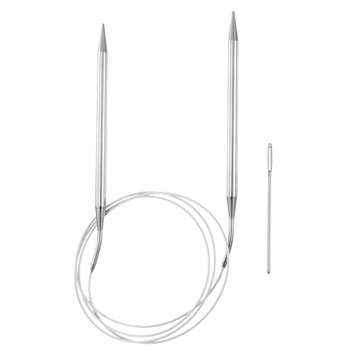 HARFINGTON Circular Knitting Needles 47.24" Stainless Steel US 10.5/6.5mm Knitting Needles 5.51" Short with Large Eye Sewing for Fast Knitting Sweater Sleeves - size: US 10.5/6.5mm x 47.24 inch (120cm)