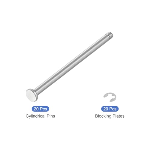 uxcell 20Set M3x50mm 304 Stainless Steel Cylindrical Shaft Snap Ring Locating Pin, Flat Head Grooved Hinge Cylinder Position Pin with E Clip Retaining Ring, Silver - size: M3x50mm