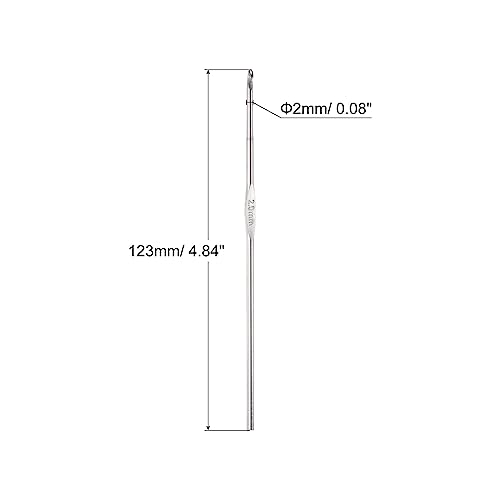 uxcell Stainless Steel Crochet Hook 2mm US Size 4 Knitting Needles for DIY Craft Yarn 10Pcs - size: 2mm