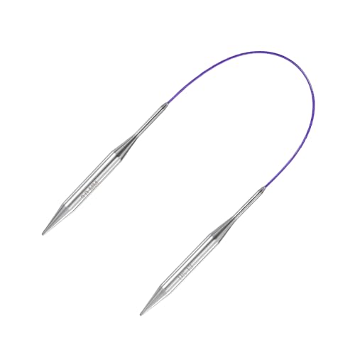 uxcell 13 Gauge Knitting Circular Needle 16 Inch(40cm) Metal Round Stainless Steel Needle with Large Eye Sewing & Stitch Markers for Handmade Projects DIY Knit Blankets - size: 9mm, 16 inch