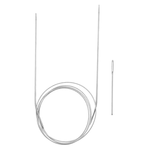 HARFINGTON Circular Knitting Needles 47.24" Stainless Steel US 0/2.0mm Knitting Needles 5.51" Short with Large Eye Sewing for Fast Knitting Sweater Sleeves - size: US 0/2.0mm x 47.24 inch (120cm)