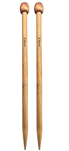 Weabetfu Bamboo Knitting Needle Straight Single Pointed 13.8-inch Length Knitting Needles for Handmade DIY Knitting,US Size 9(5.5mm) - size: 5.5mm(US 9)