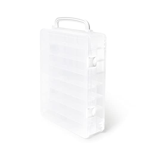 Dritz Double-Sided Thread Storage Box, 48 Compartments, Clear | Organize up to 48 thread spools with a double-sided, customizable storage box for easy access