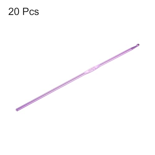 uxcell 20Pcs Aluminum Crochet Hook 3.0mm Knitting Needles for DIY Craft Yarn Purple - color: Purple, size: 3.0mm