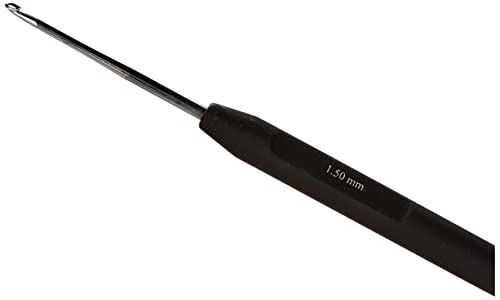 KnitPro Steel Single-Ended Crochet Hook with Black Soft Handle | 1.50 mm - size: 1.50 mm