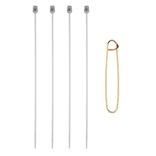 MECCANIXITY 4Pcs C(2.5mm) Single Pointed Knitting Needles Set, 9.8" Length Stainless Steel Crochet Needle with Versatile Stitch Holder for Beginner, Crocheter DIY Making, Silver - size: C(2.5mm) 9.8" Length