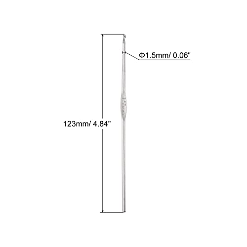 uxcell Stainless Steel Crochet Hook 1.5mm US Size 8 Knitting Needles for DIY Craft Yarn 6Pcs - size: 1.5mm