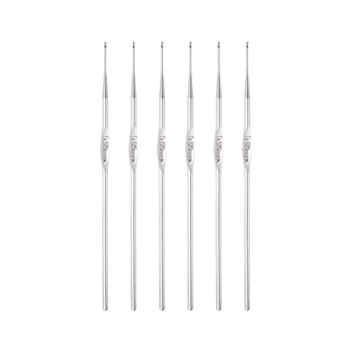 uxcell Stainless Steel Crochet Hook 0.6mm Knitting Needles for DIY Craft Yarn 6Pcs - size: 0.6mm