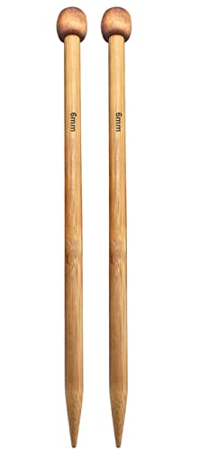 Weabetfu Bamboo Knitting Needle Straight Single Pointed 13.8-inch Length Knitting Needles for Handmade DIY Knitting,US Size 10(6mm) - size: 6mm(US 10)
