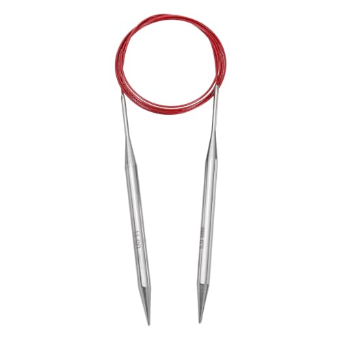 uxcell Size US 11 (8mm) Knitting Needles Circular Needle 47 Inch(120cm) Round Metal Stainless Steel Needle for Handmade Projects DIY Knitting Red - color: Red, size: 47 inch Size US 11 (8mm)