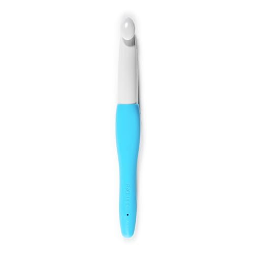 Clover Needlecraft Amour Crochet Hook: 15.00mm, 15 mm, Blue & White (CL1059) - size: 15 mm