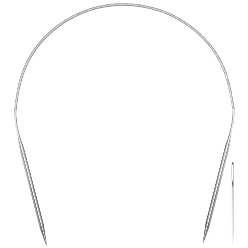 Aolfior Stainless Steel Circular Knitting Needles Size 1.5 16 Inch 2.5 mm Set Round Metal (Silver, 16 inch-1.5-(2.5mm)) Suitable for Beginners and Experienced Knitters Alike. - size: 16 inch-1-(2.5mm)