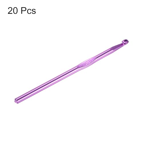 uxcell 20Pcs Aluminum Crochet Hook 6.5mm US Size K (Size 10.5) Knitting Needles for DIY Craft Yarn Purple - color: Purple, size: 6.5mm