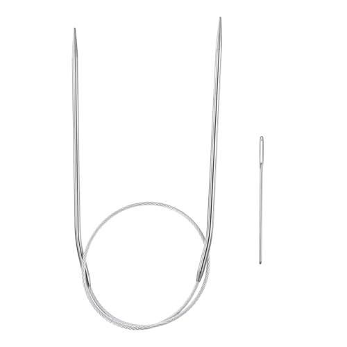 HARFINGTON Circular Knitting Needles 15.75" Stainless Steel US 1.5/2.5mm Knitting Needles 3.94" Short with Large Eye Sewing for Fast Knitting Sweater Sleeves - size: US 1.5/2.5mm x 15.75 inch (40cm)